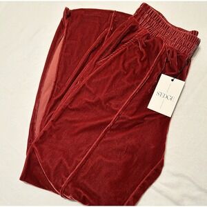 Wide Leg Women's M S'EDGE Atlanta Velour Rosy Red Pants Office Travel Comfort